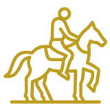 Silhouette of a person riding a horse.